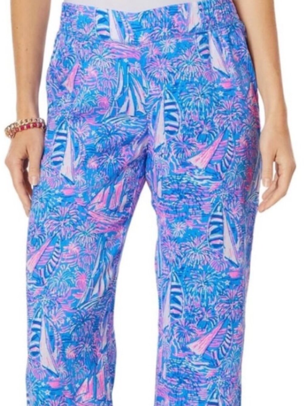 Lilly Pulitzer Deri Linen Palazzo Pant It's a Sailabration XL